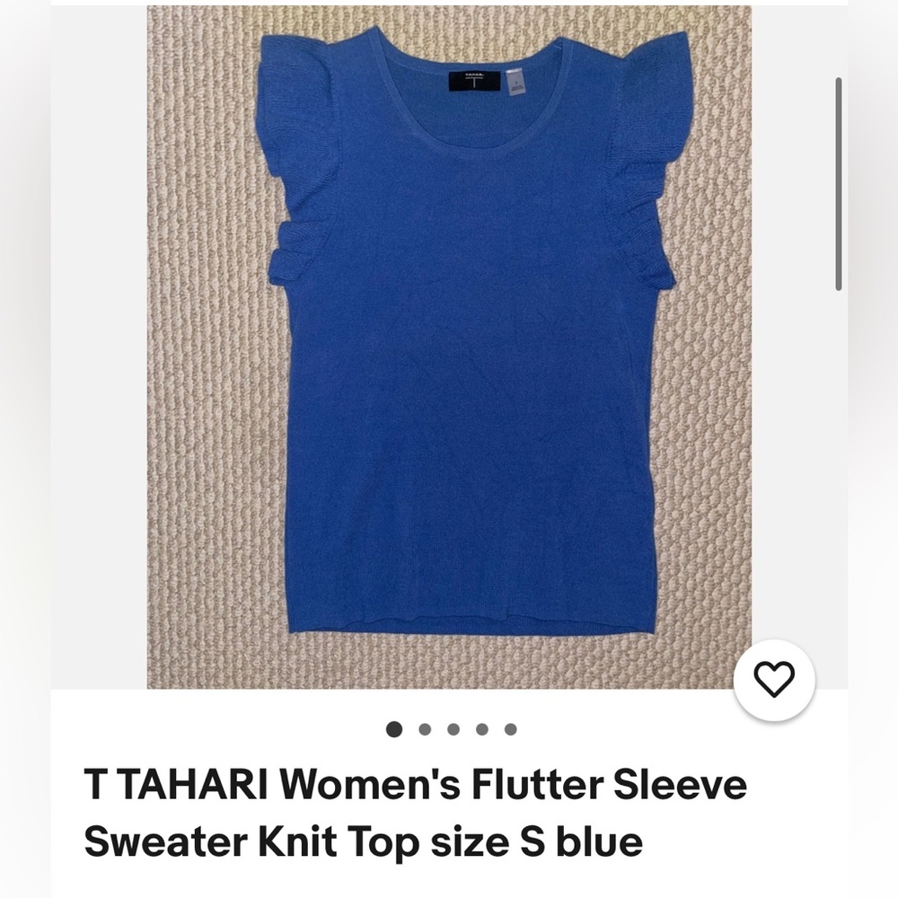 TTAHARI Women's Flutter Sleeve
Sweater Knit Top size S blue pre-owned
